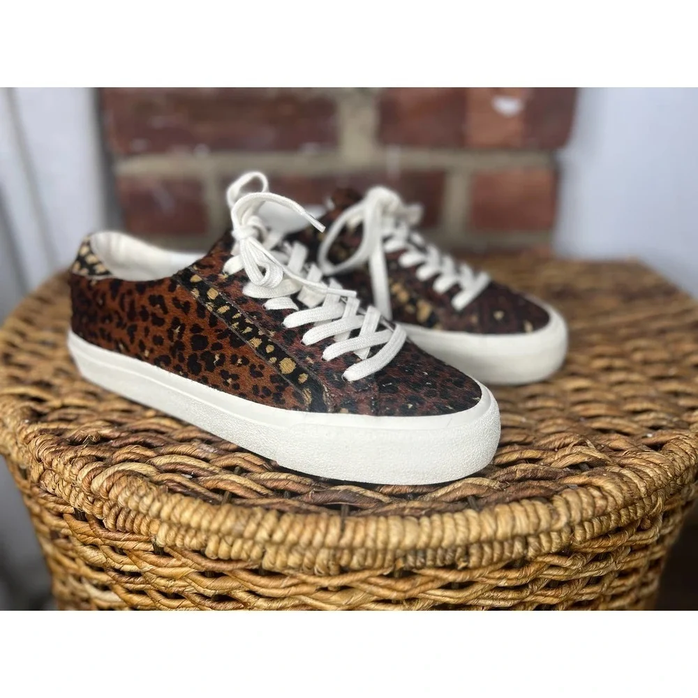 Madewell Sidewalk Calf Hair Leopard Cheetah Sneakers Women’s 7